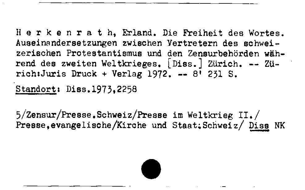 [Katalogkarte Dissertationenkatalog bis 1980]