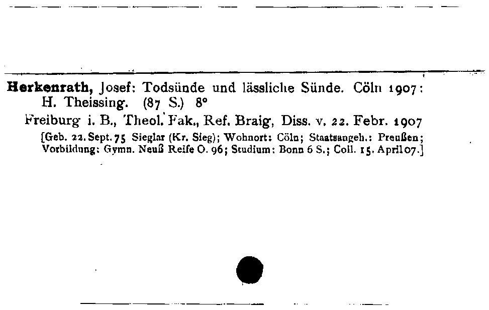 [Katalogkarte Dissertationenkatalog bis 1980]