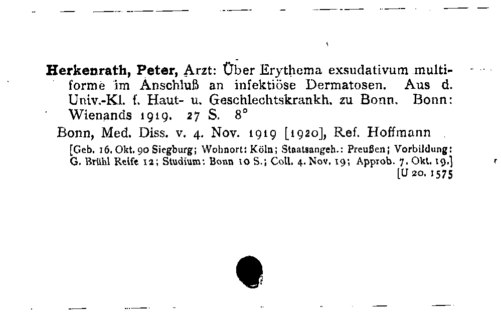 [Katalogkarte Dissertationenkatalog bis 1980]