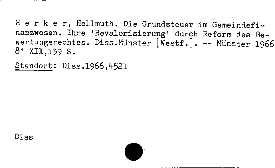 [Katalogkarte Dissertationenkatalog bis 1980]