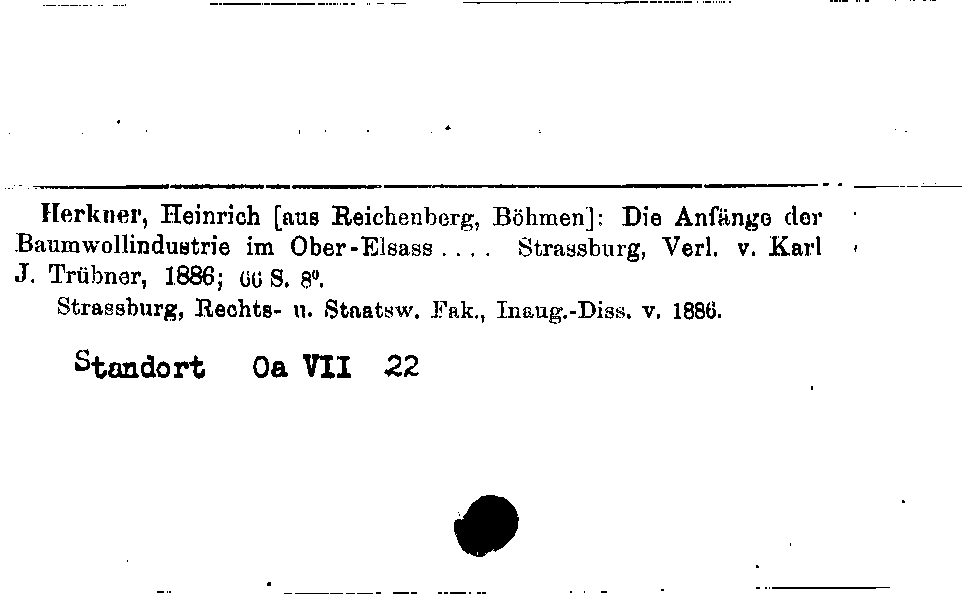 [Katalogkarte Dissertationenkatalog bis 1980]