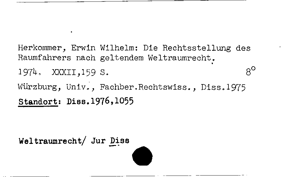 [Katalogkarte Dissertationenkatalog bis 1980]