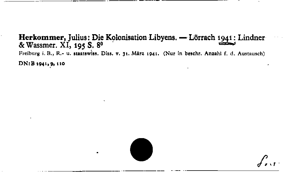 [Katalogkarte Dissertationenkatalog bis 1980]