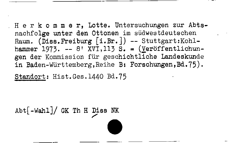 [Katalogkarte Dissertationenkatalog bis 1980]