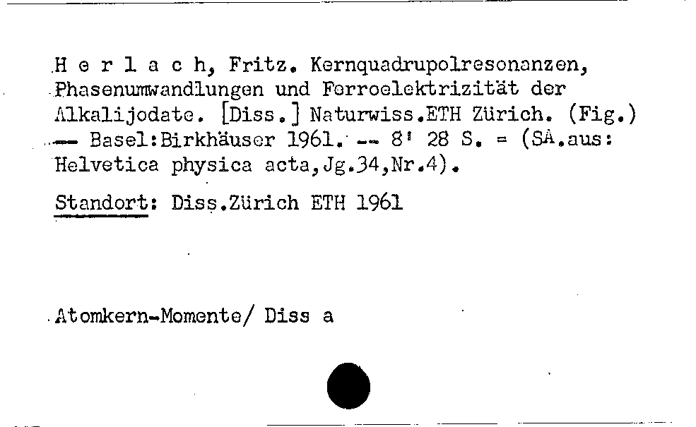 [Katalogkarte Dissertationenkatalog bis 1980]