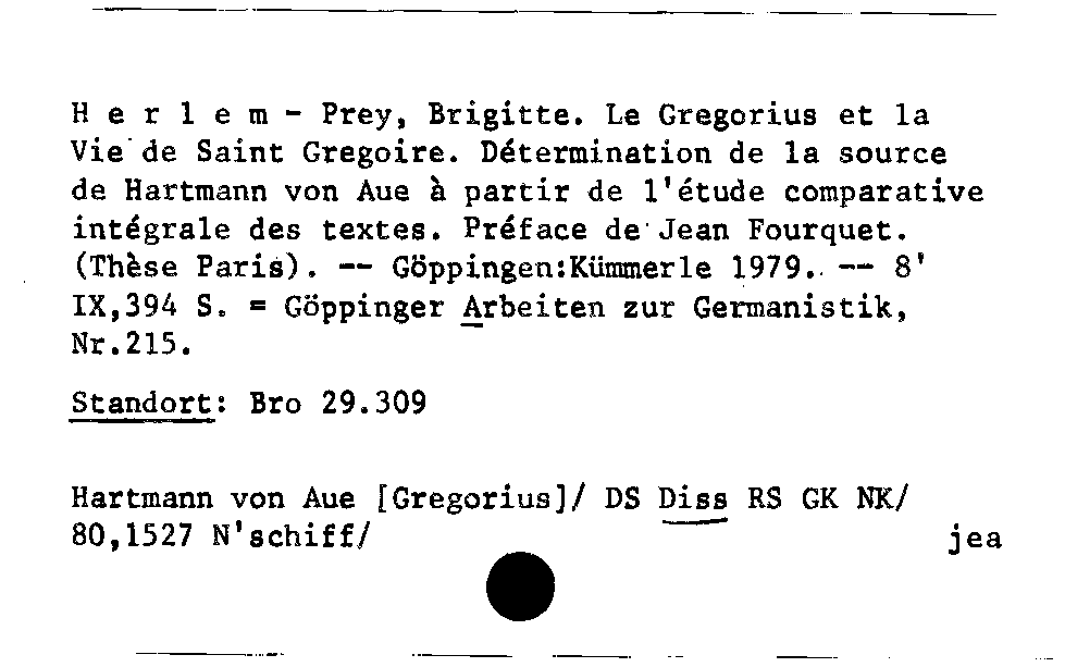 [Katalogkarte Dissertationenkatalog bis 1980]