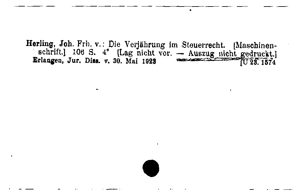 [Katalogkarte Dissertationenkatalog bis 1980]