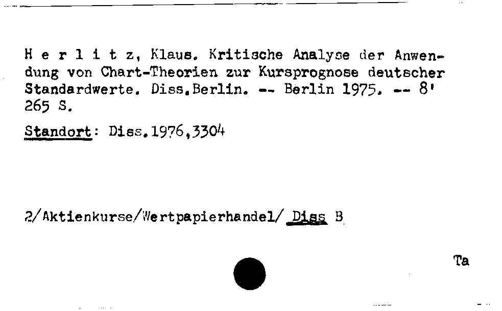 [Katalogkarte Dissertationenkatalog bis 1980]