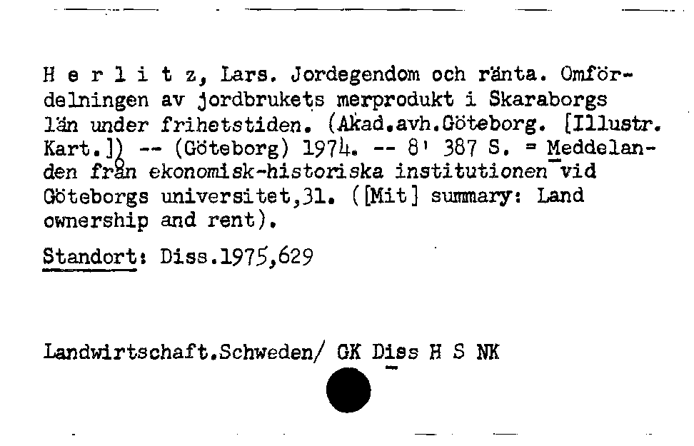 [Katalogkarte Dissertationenkatalog bis 1980]