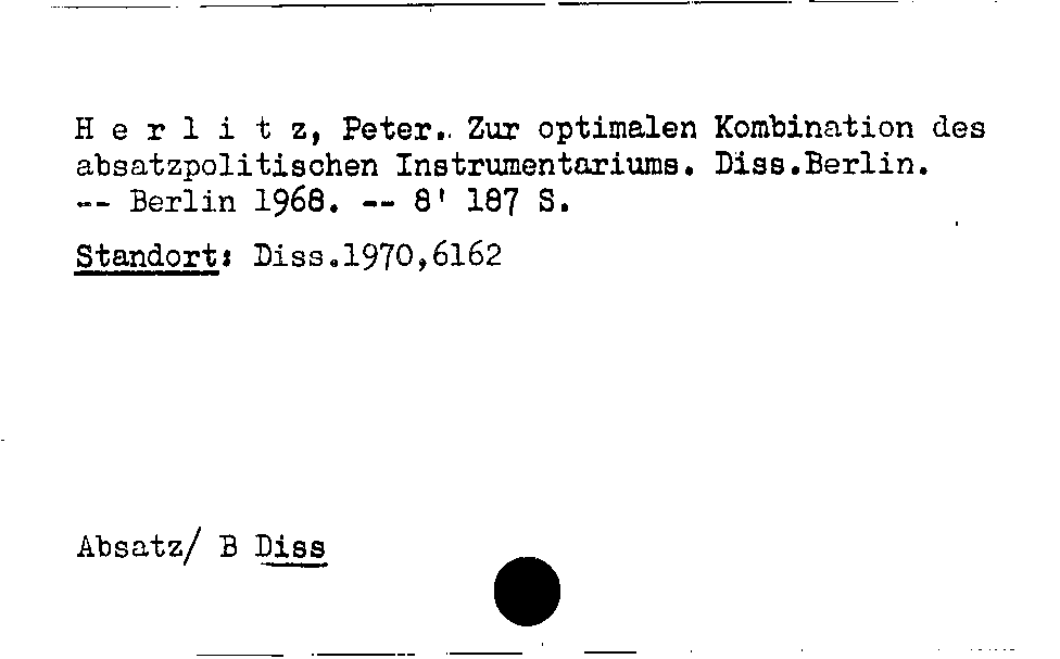 [Katalogkarte Dissertationenkatalog bis 1980]