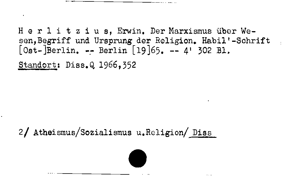 [Katalogkarte Dissertationenkatalog bis 1980]