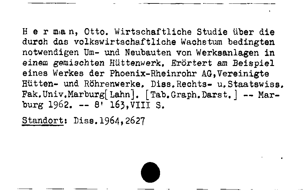 [Katalogkarte Dissertationenkatalog bis 1980]