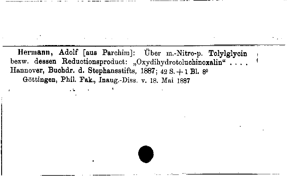 [Katalogkarte Dissertationenkatalog bis 1980]