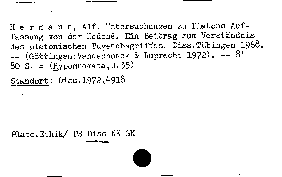 [Katalogkarte Dissertationenkatalog bis 1980]