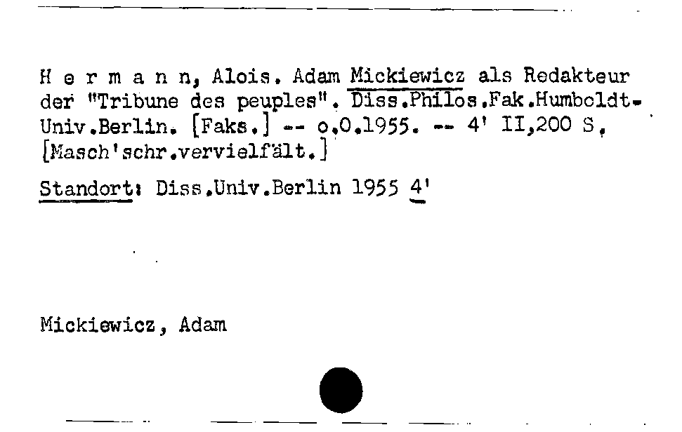 [Katalogkarte Dissertationenkatalog bis 1980]