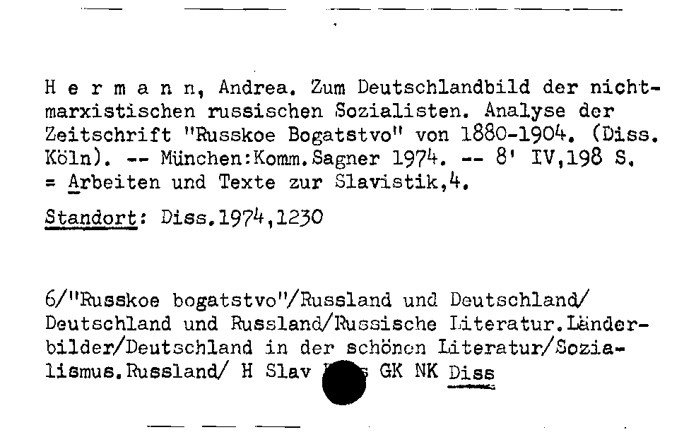 [Katalogkarte Dissertationenkatalog bis 1980]