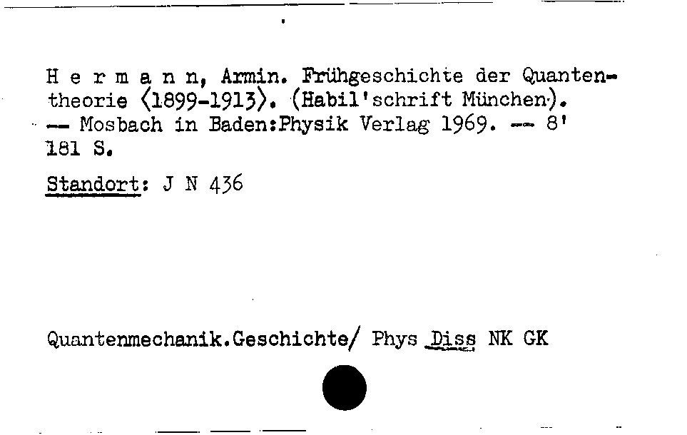 [Katalogkarte Dissertationenkatalog bis 1980]