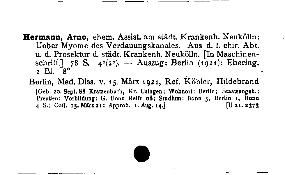 [Katalogkarte Dissertationenkatalog bis 1980]