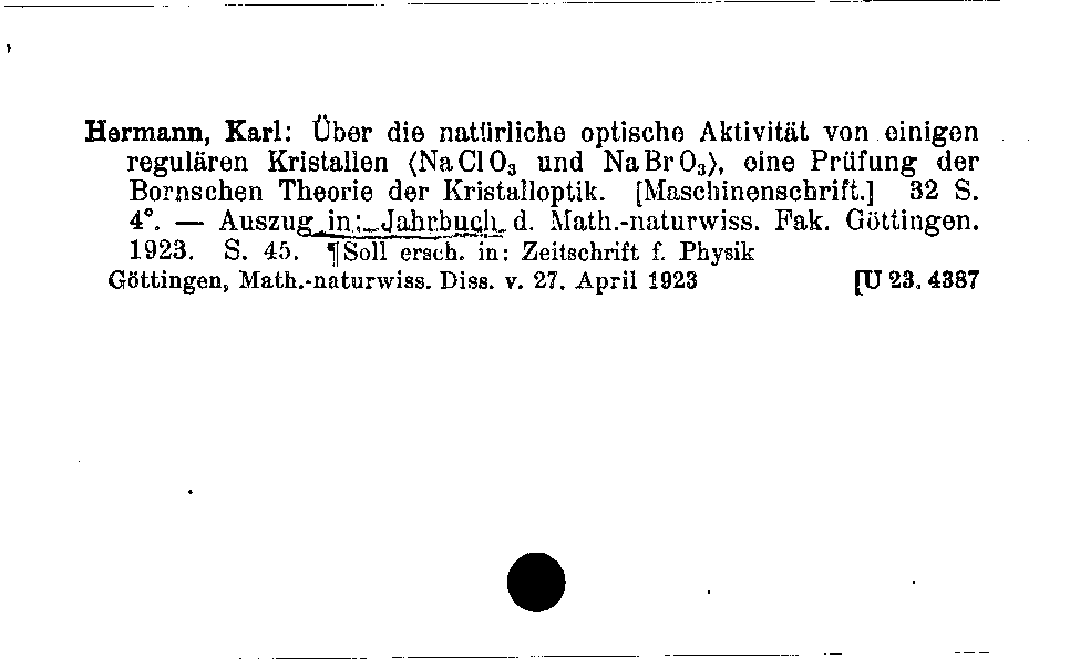 [Katalogkarte Dissertationenkatalog bis 1980]