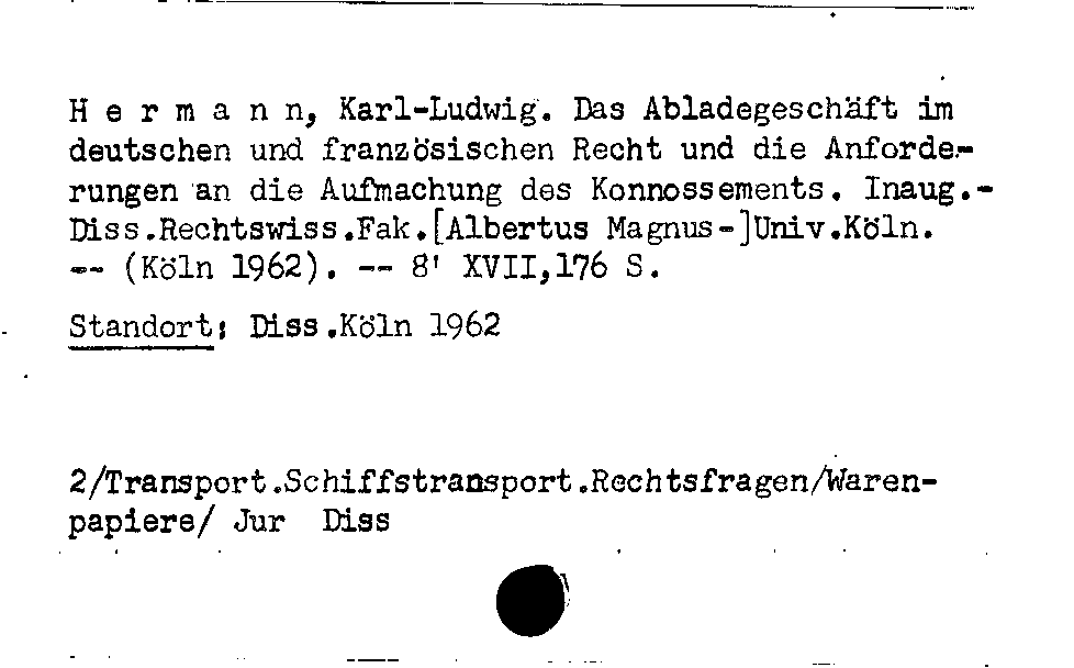 [Katalogkarte Dissertationenkatalog bis 1980]