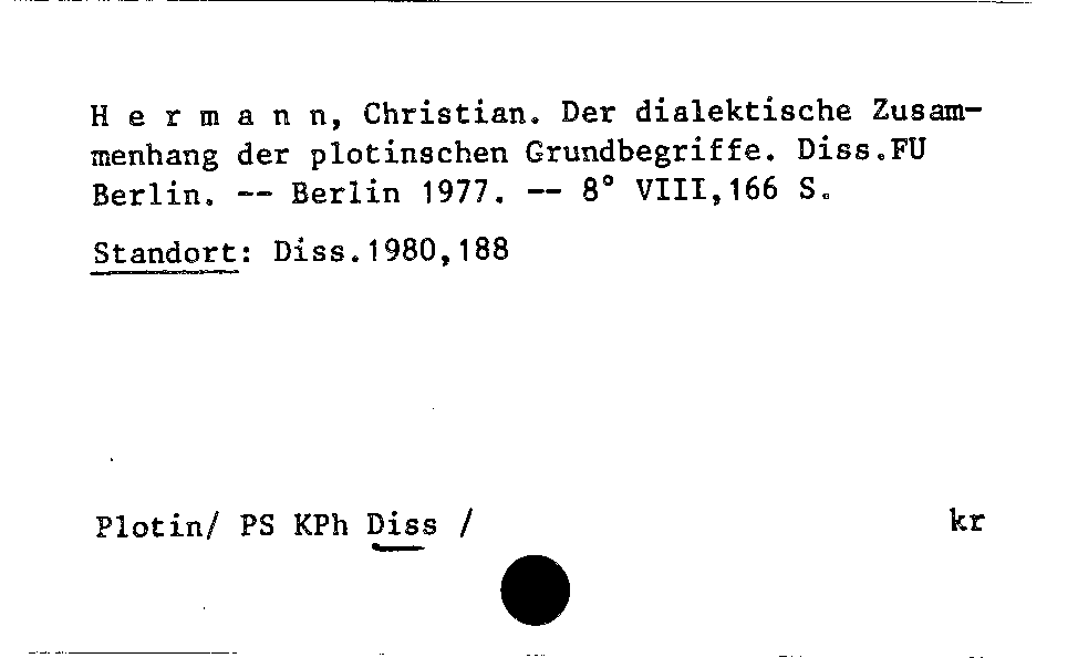 [Katalogkarte Dissertationenkatalog bis 1980]