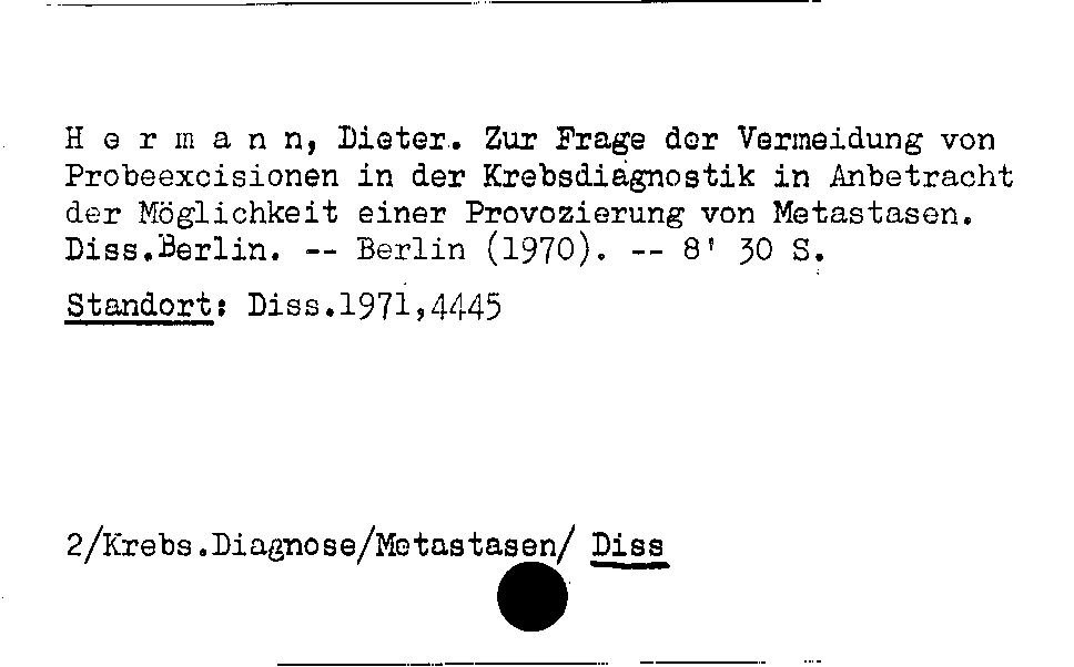 [Katalogkarte Dissertationenkatalog bis 1980]