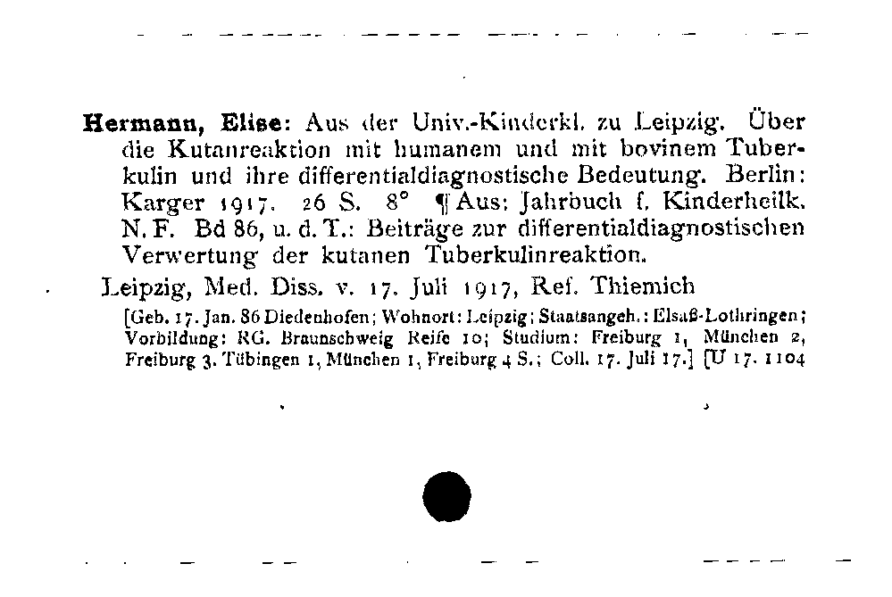 [Katalogkarte Dissertationenkatalog bis 1980]