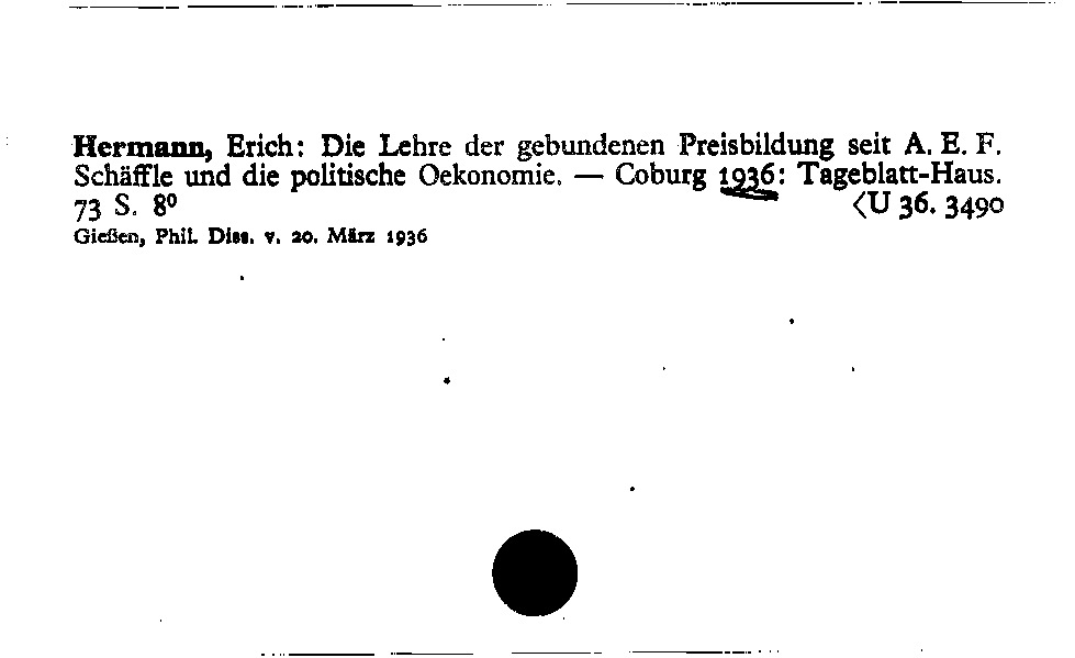 [Katalogkarte Dissertationenkatalog bis 1980]