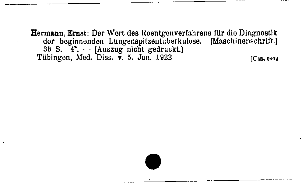 [Katalogkarte Dissertationenkatalog bis 1980]