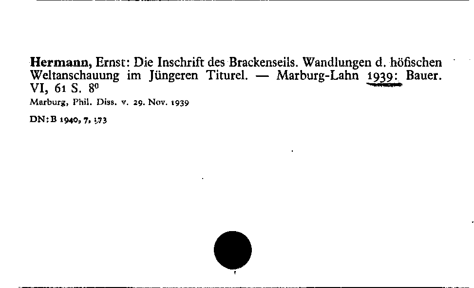 [Katalogkarte Dissertationenkatalog bis 1980]