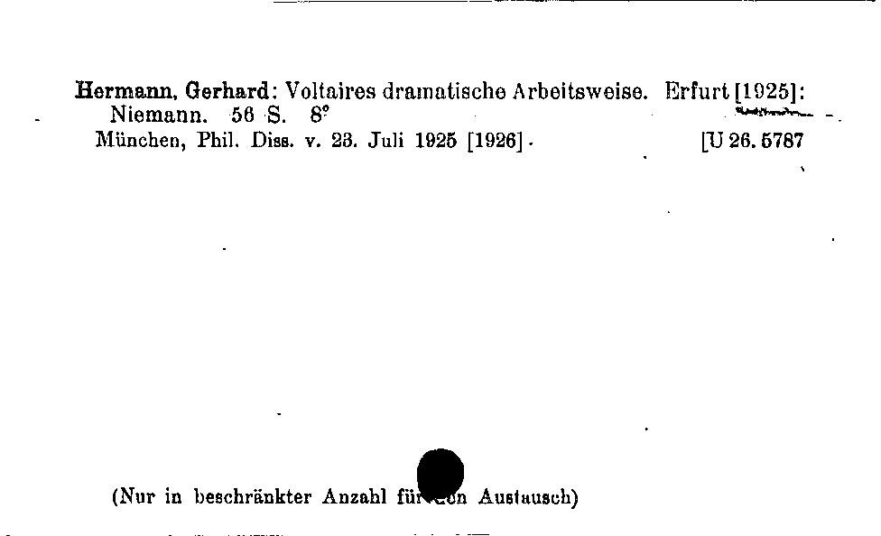 [Katalogkarte Dissertationenkatalog bis 1980]