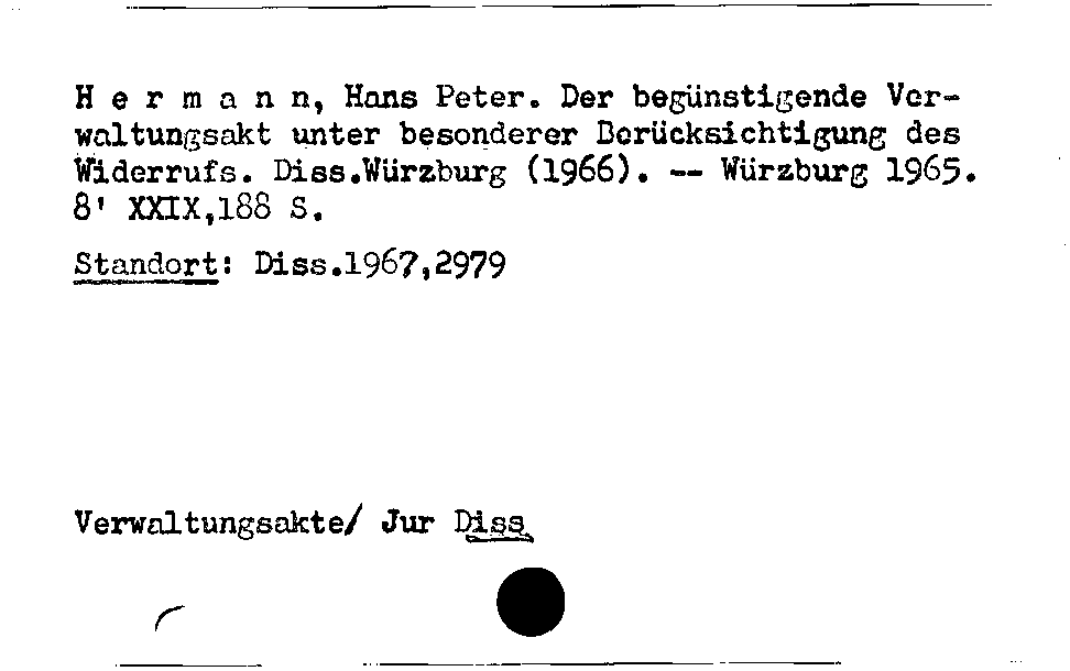 [Katalogkarte Dissertationenkatalog bis 1980]