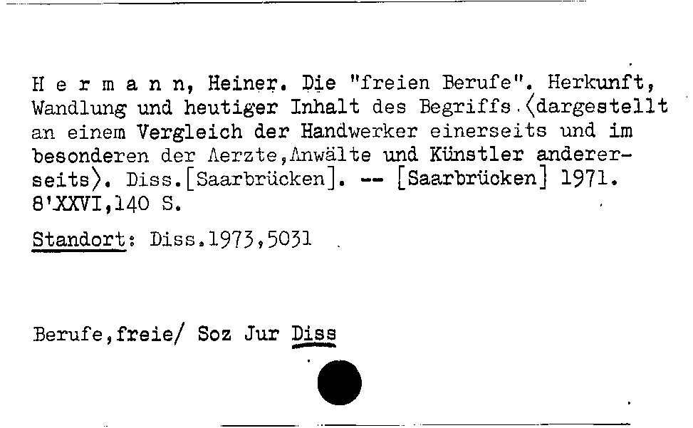 [Katalogkarte Dissertationenkatalog bis 1980]