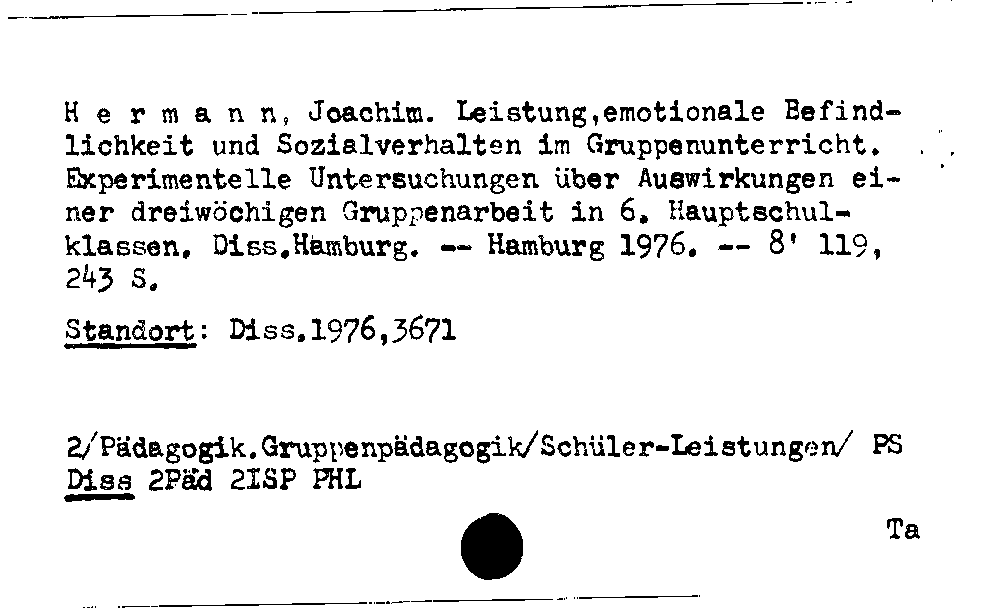 [Katalogkarte Dissertationenkatalog bis 1980]