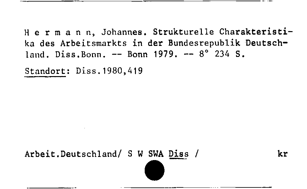 [Katalogkarte Dissertationenkatalog bis 1980]