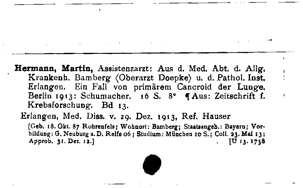 [Katalogkarte Dissertationenkatalog bis 1980]