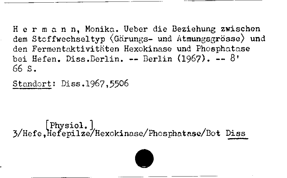 [Katalogkarte Dissertationenkatalog bis 1980]