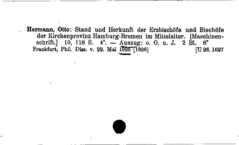 [Katalogkarte Dissertationenkatalog bis 1980]