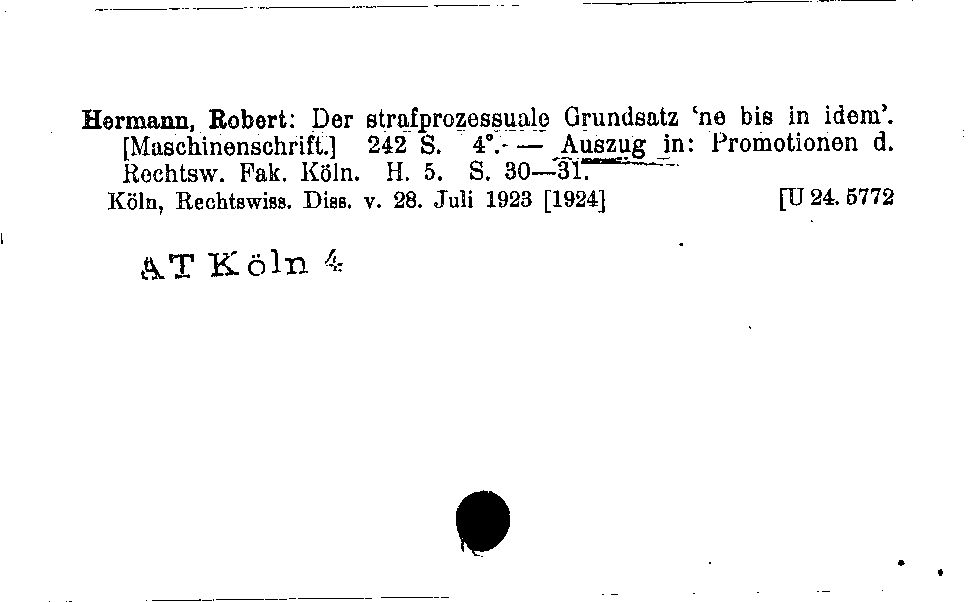 [Katalogkarte Dissertationenkatalog bis 1980]