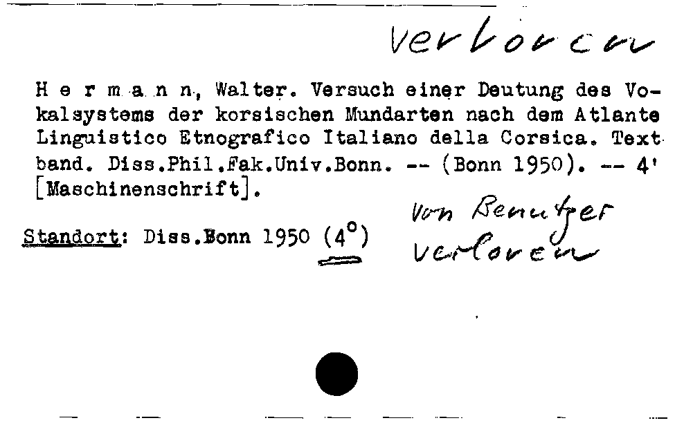 [Katalogkarte Dissertationenkatalog bis 1980]