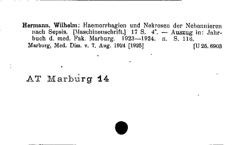 [Katalogkarte Dissertationenkatalog bis 1980]