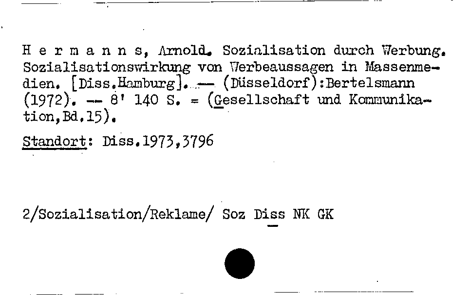 [Katalogkarte Dissertationenkatalog bis 1980]