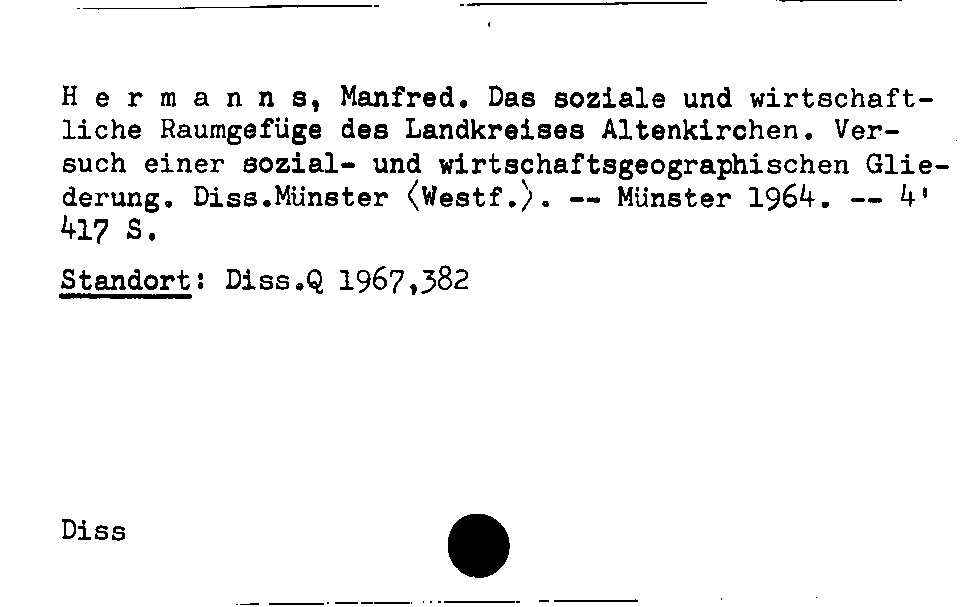 [Katalogkarte Dissertationenkatalog bis 1980]