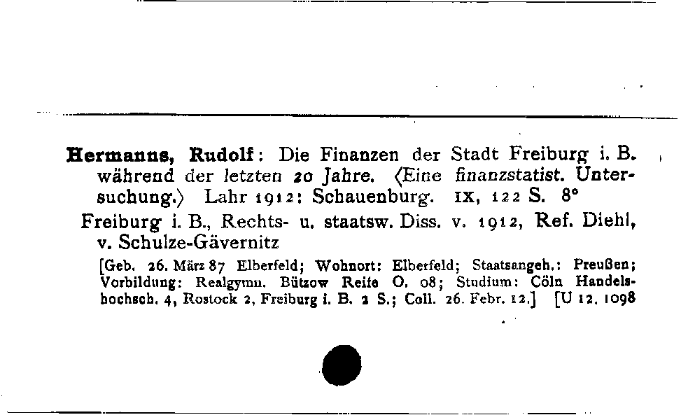 [Katalogkarte Dissertationenkatalog bis 1980]