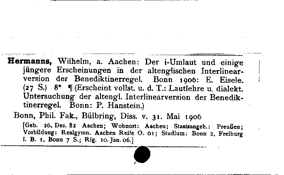 [Katalogkarte Dissertationenkatalog bis 1980]