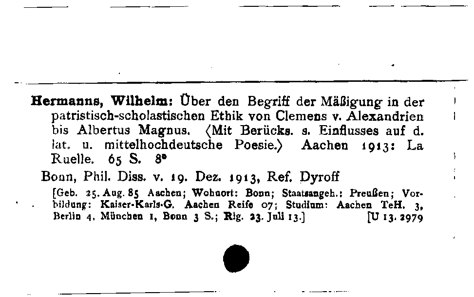 [Katalogkarte Dissertationenkatalog bis 1980]