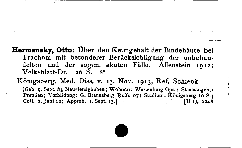 [Katalogkarte Dissertationenkatalog bis 1980]