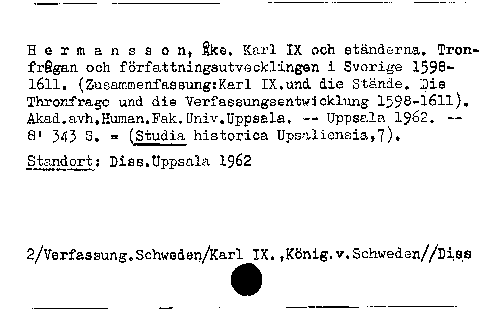 [Katalogkarte Dissertationenkatalog bis 1980]