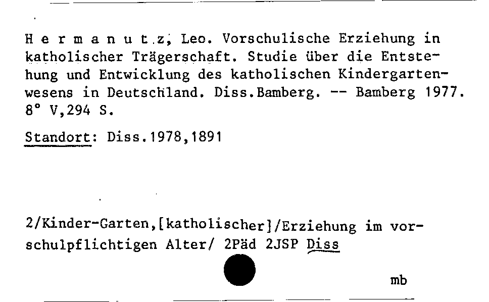 [Katalogkarte Dissertationenkatalog bis 1980]