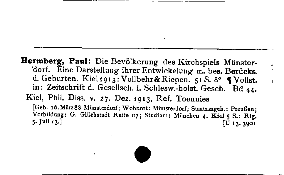 [Katalogkarte Dissertationenkatalog bis 1980]